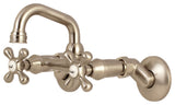 Kingston Brass Two-Handle Wall Mount Bar Faucet, Brushed Nickel