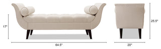 Alma 65" Tufted Entryway Bench With Bolster Pillows, Sky Neutral Beige Polyester