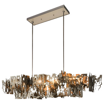 Acquanegra Cremonese | Postmodern Grey/Gold Metal Art Rectangle Chandelier, Grey, L39.4", Warm Light, Dimmable