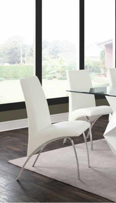 Ophelia White Vinyl and Metal Dining Chairs, Set of 2