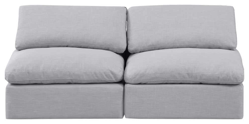 Indulge Upholstered Modular Sofa, Grey, 2-Piece: 2 Armless Chair, Down Stuffed Linen Textured Fabric