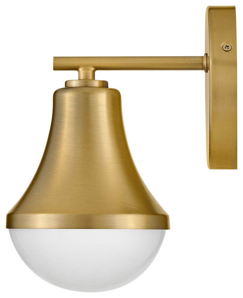 Lark Haddie 9" Modern Bath Sconce, Lacquered Brass