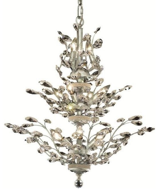 Elegant Orchid Dining Room Light, Chrome Finish With Royal Cut Crystal