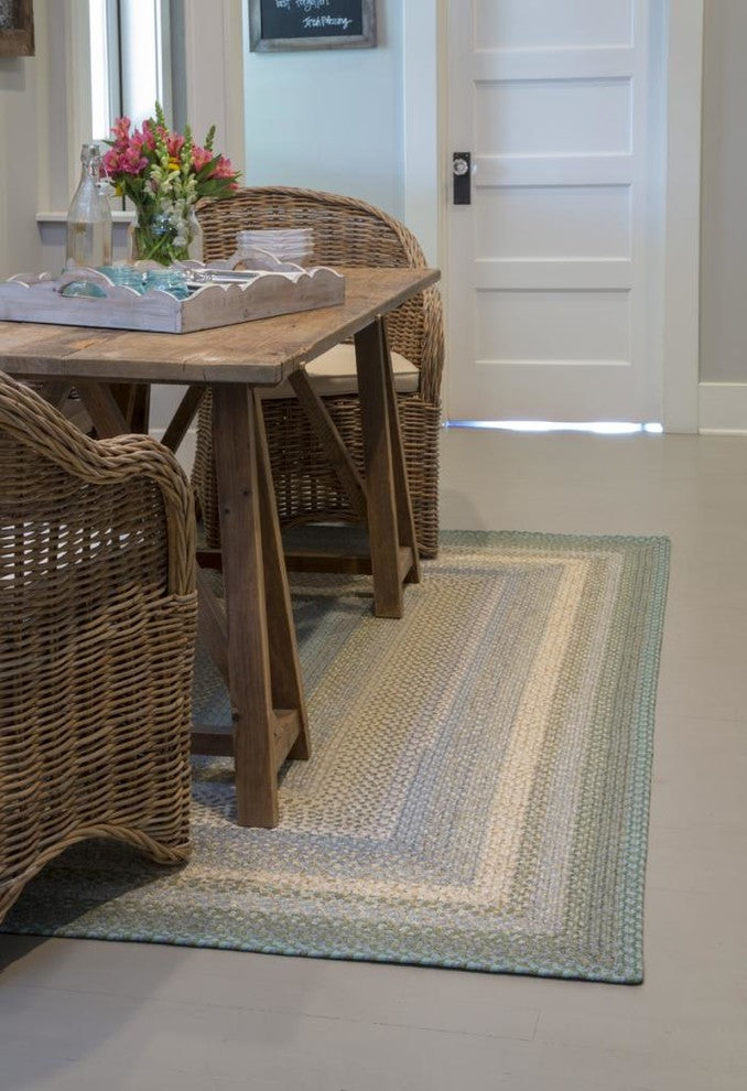 Homespice Decor Baja Blue Cotton Braided Rug, Blue, 8'x10', Rectangle