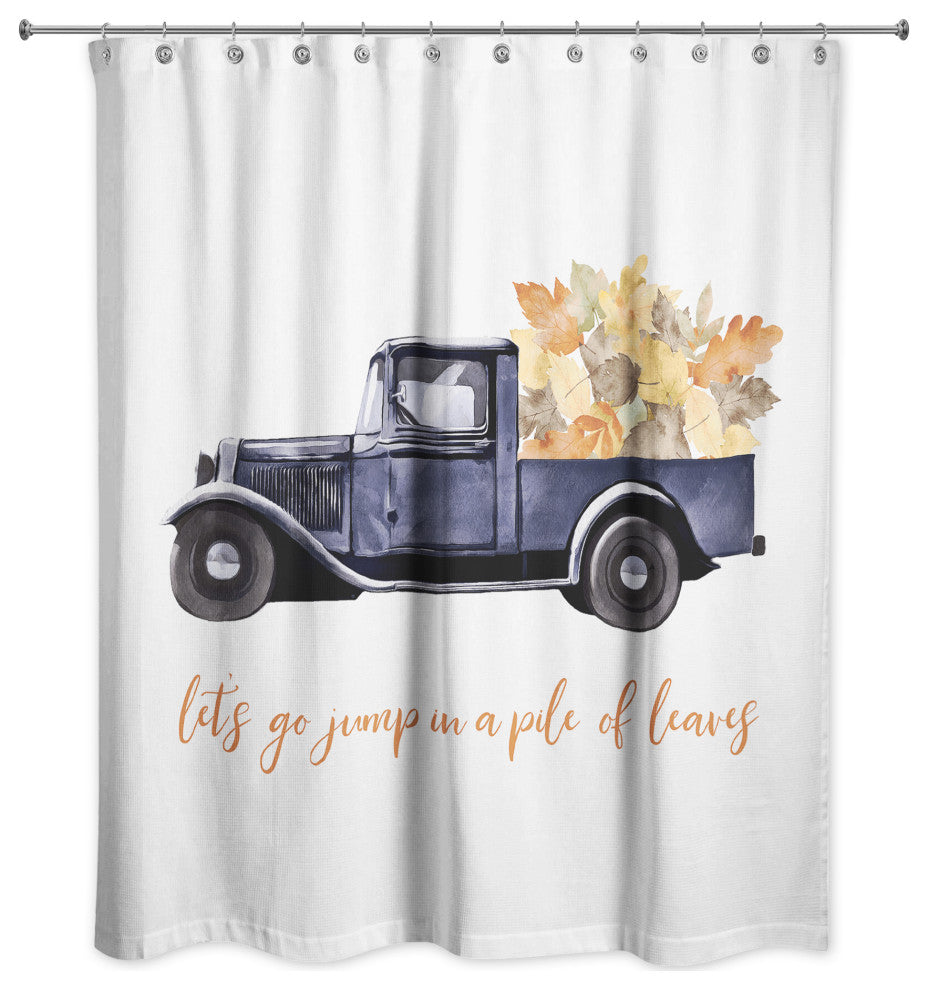 Jump in Pile of Leaves 71x74 Shower Curtain