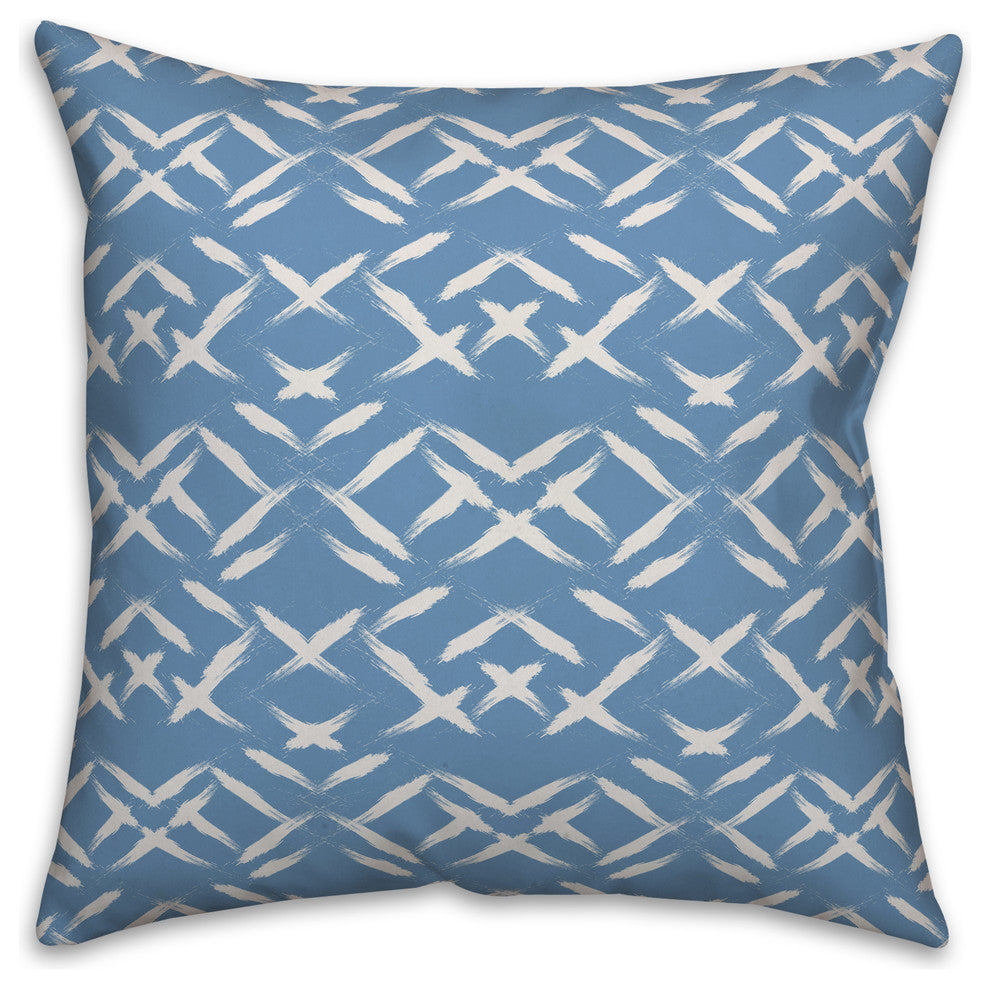 Blue and White Aztec Pattern 16x16 Throw Pillow