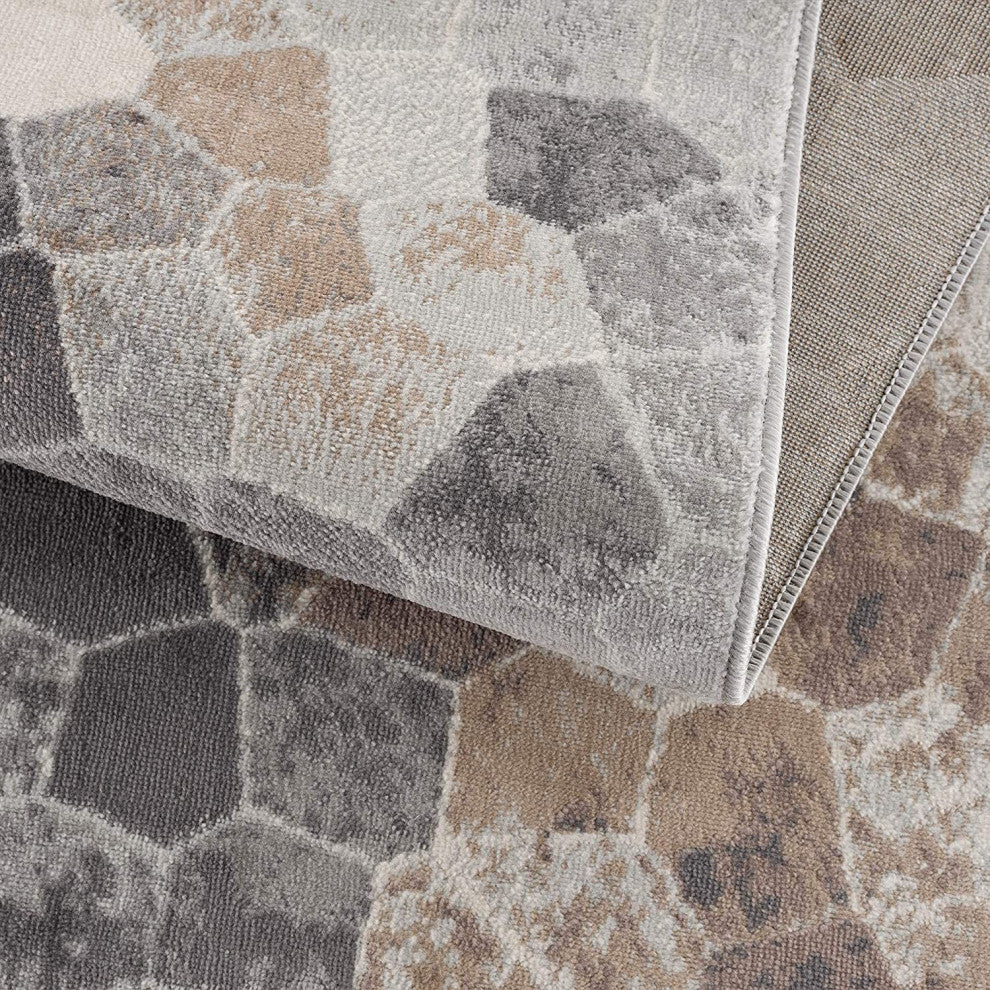 2" x 22" Beige Cobblestone Pattern Runner Rug