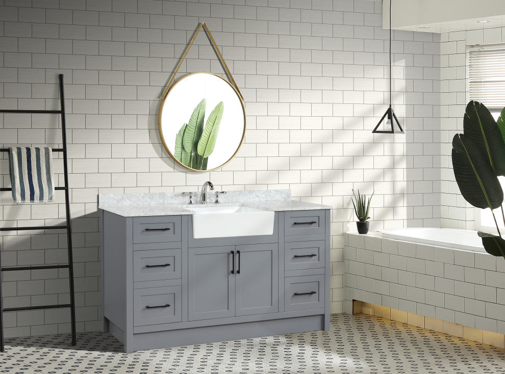 Laguna 60" Single Bathroom Vanity Set, Gray