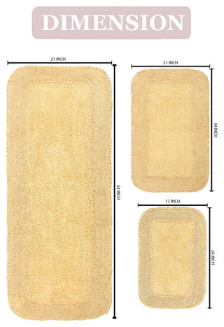 Radiant Collection Bath Rugs Set, 3-Piece Set With Runner, Yellow