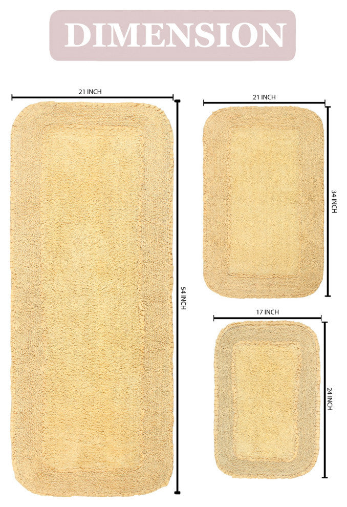 Radiant Collection Bath Rugs Set, 3-Piece Set With Runner, Yellow