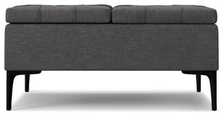 Laura Mid Century Lift Top Storage Ottoman, Slate Grey