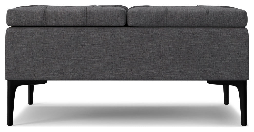 Laura Mid Century Lift Top Storage Ottoman, Slate Grey