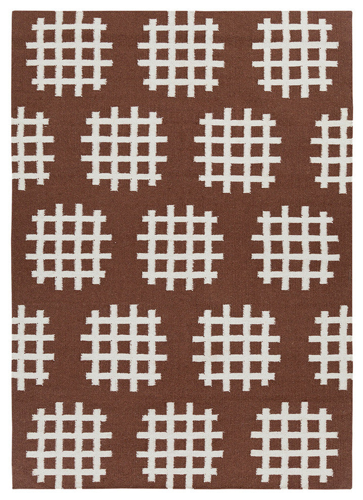 Lima Contemporary Area Rug, Brown and Ivory, 5'x7'
