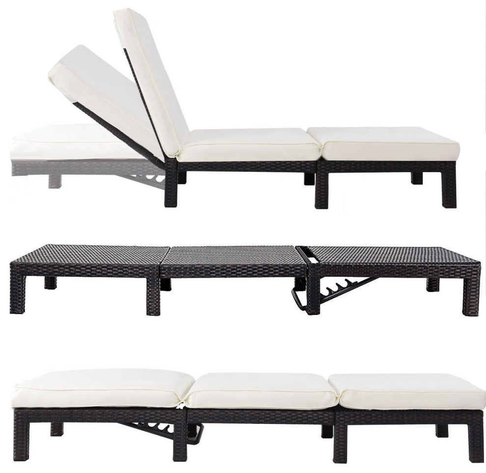 Costway Patio Adjustable Wicker Lounge Poolside Couch Furniture with Cushion