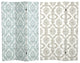 6'' Tall Double Sided Ivory Damask Canvas Room Divider
