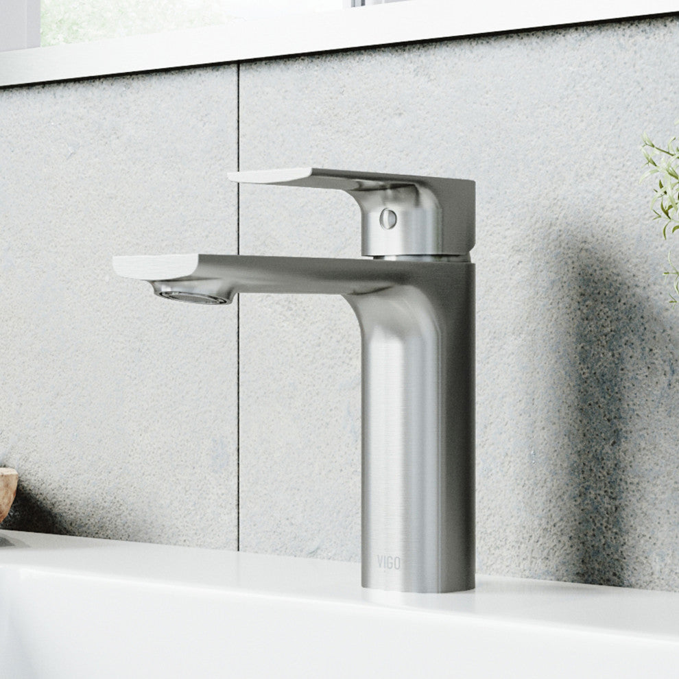 VIGO 6" H Davidson Single Handle Single Hole Faucet, Brushed Nickel, Without Extras