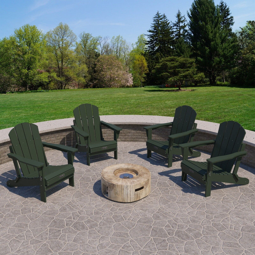 CASAINC Adirondack Chair PS Board Folding Outdoor Indoor Widened Armrests Green