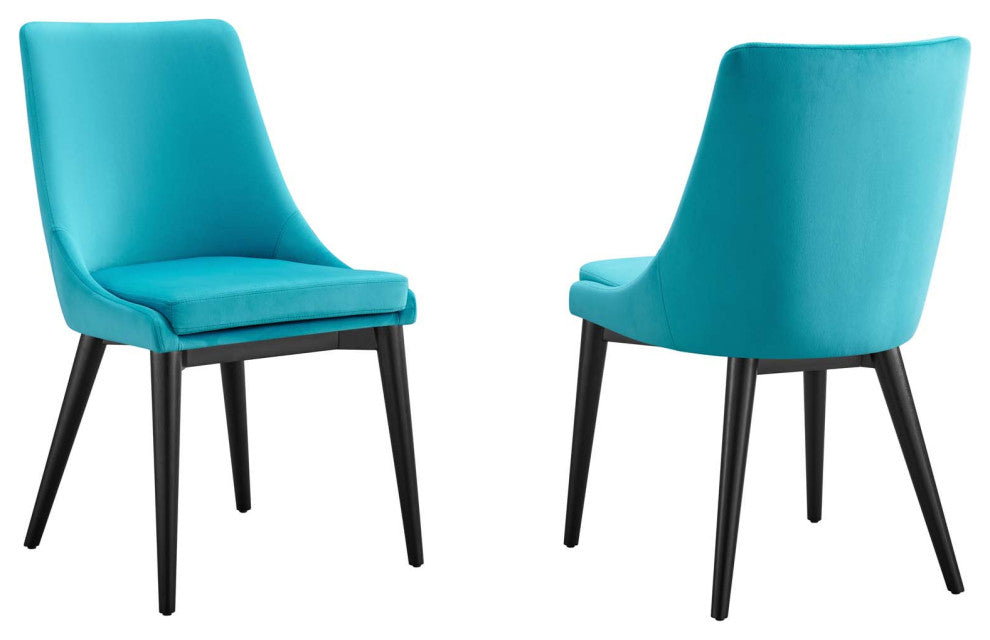 Viscount Accent Performance Velvet Dining Chairs, Set of 2, Blue