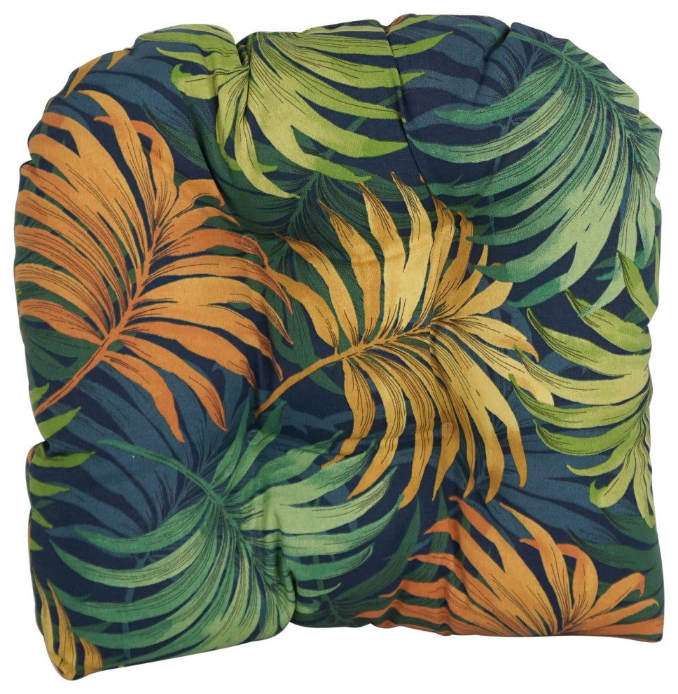 19" U-Shaped Patterned Tufted Dining Chair Cushions, Set of 2, Laperta Monsoon