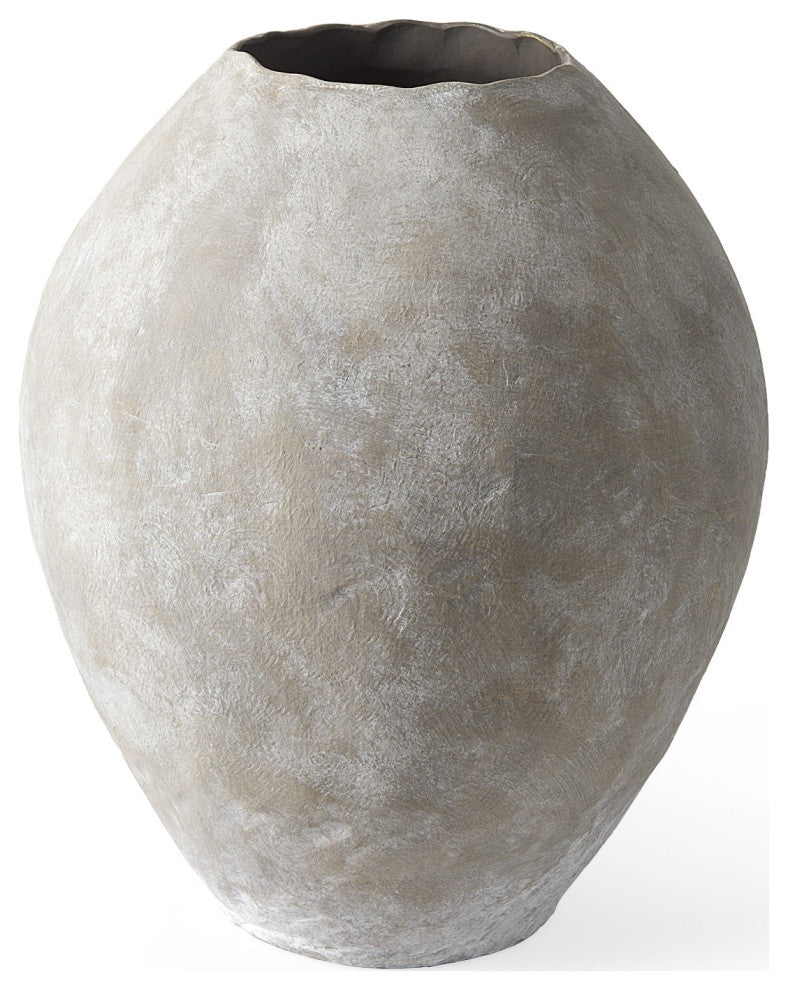 Kyros Natural Wash 23" Earthy Ceramic Oval Vase