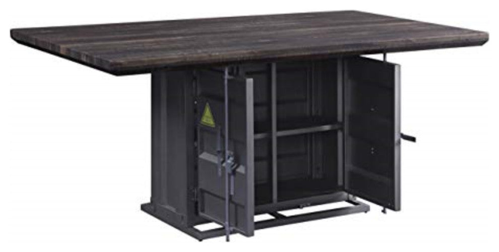 Dining Table Antique Walnut and Gunmetal