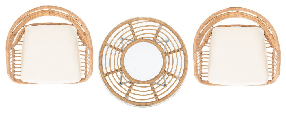 Safavieh Outdoor Ferla 3 Piece Lounger Set Natural/Beige