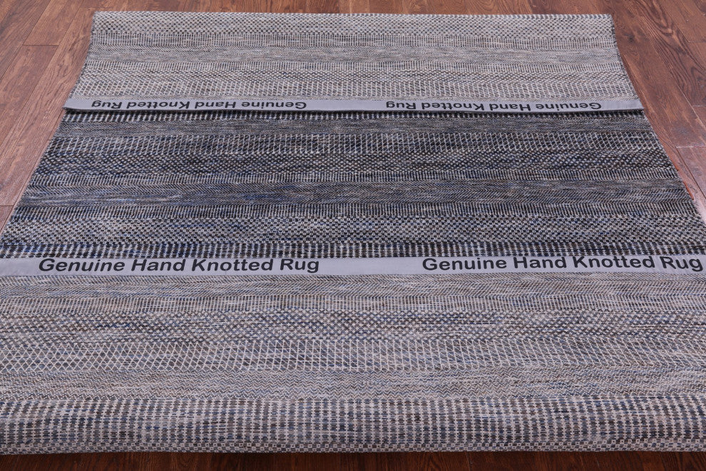 6' 1" X 9' 1" Savannah Grass Handmade Wool and Silk Rug Q11929