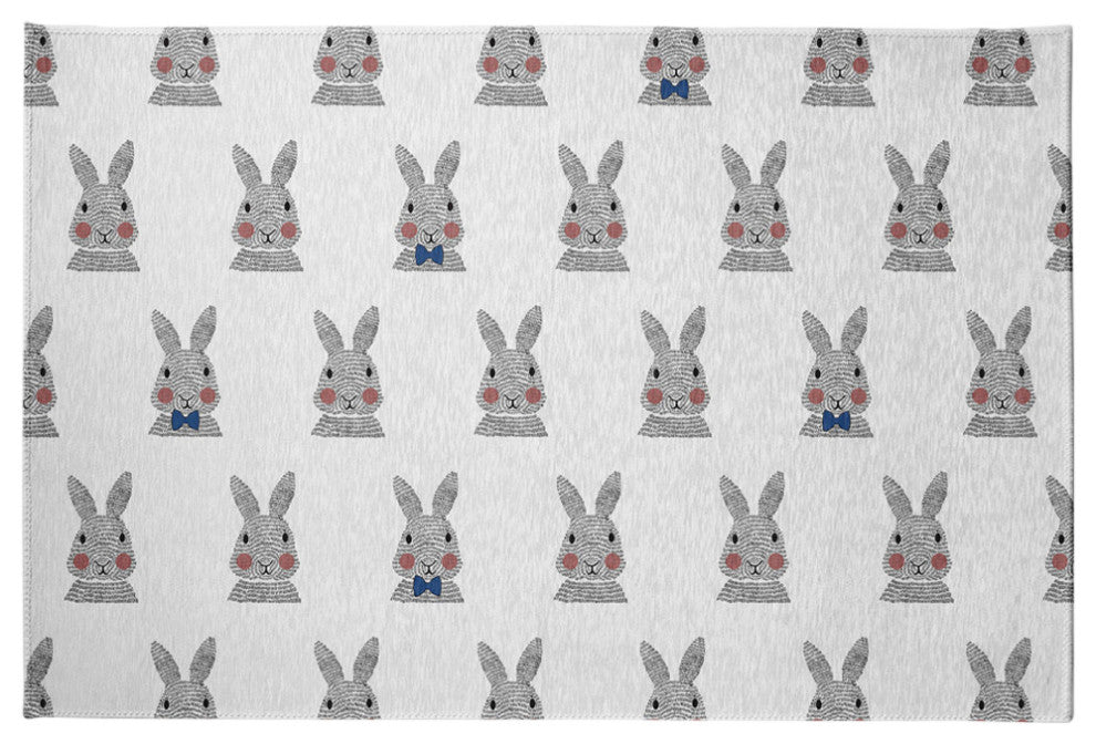 Bunny Fluffle Easter Chenille Rug, Dark Cobalt Blue, 4'x6'