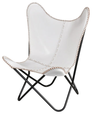 White Leather Butterfly Chair