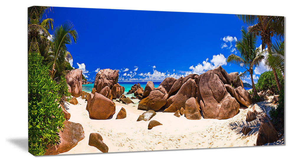 "Rocky Tropical Beach Panorama" Canvas Print
