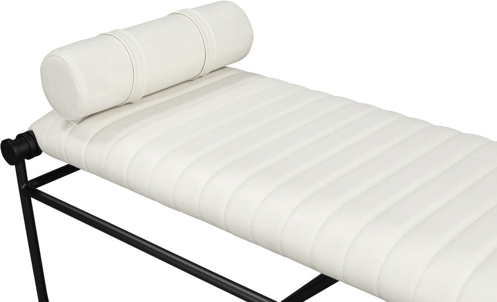 Gatsby Vegan Leather Upholstered Bench, Cream
