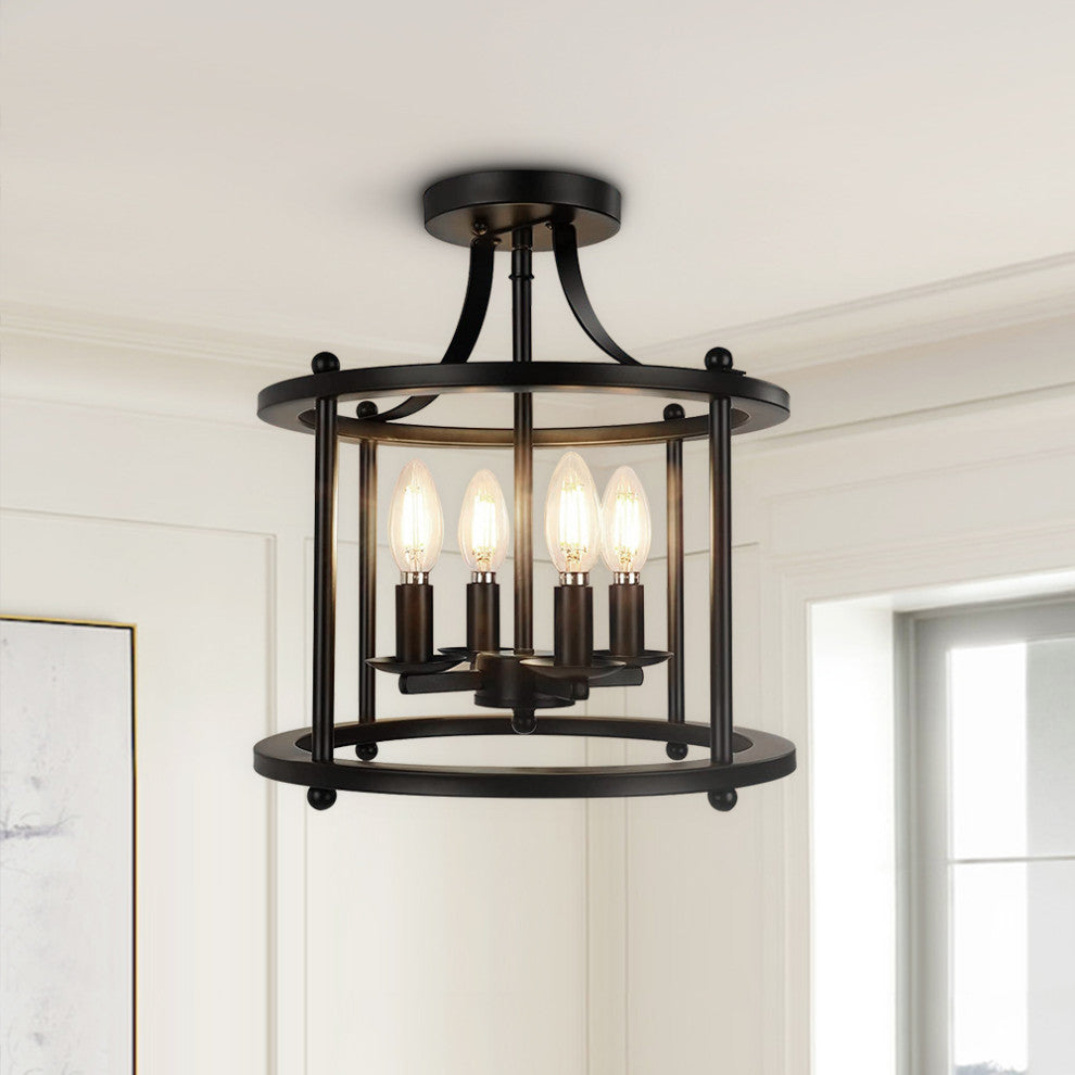 4-Light Lantern Semi Flush Mount