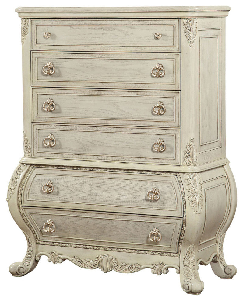 Wooden Chest with 6 Drawers, Antique White