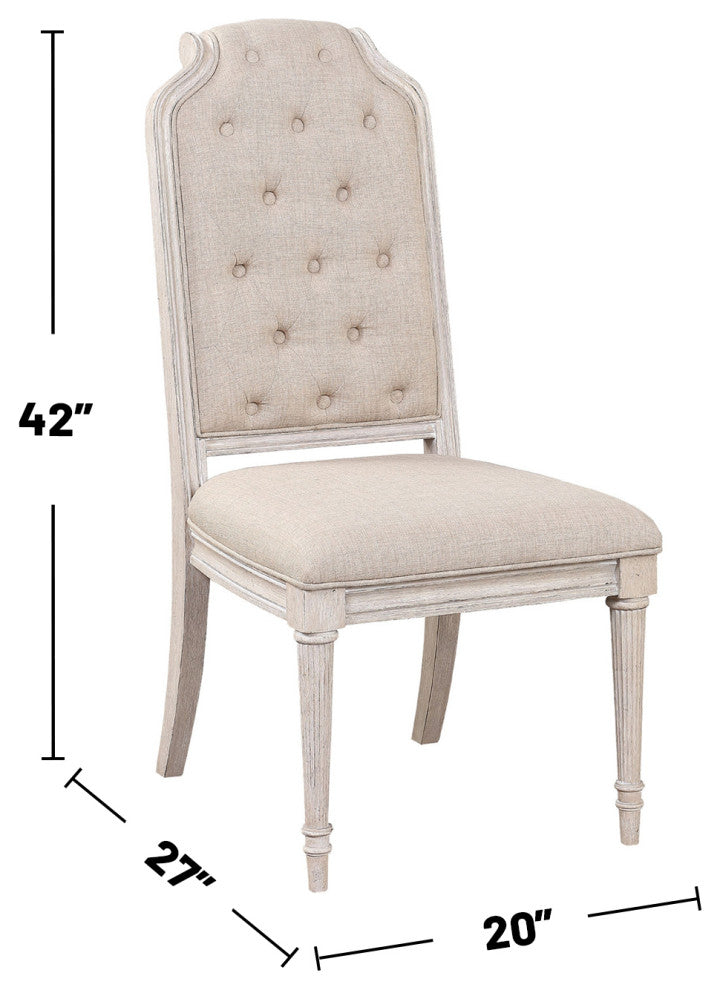 Set of 2 Upholstered Side Chairs in Antique Champagne Finish