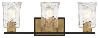 Sidney 3-Light Bathroom Vanity Light, Matte Black With Warm Brass Accents