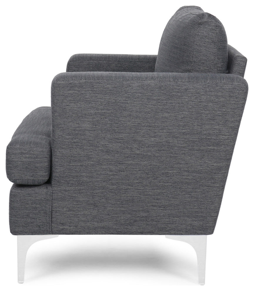 Vue Modern Fabric Upholstered Club Chair, Charcoal/Silver