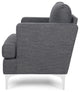 Vue Modern Fabric Upholstered Club Chair, Charcoal/Silver