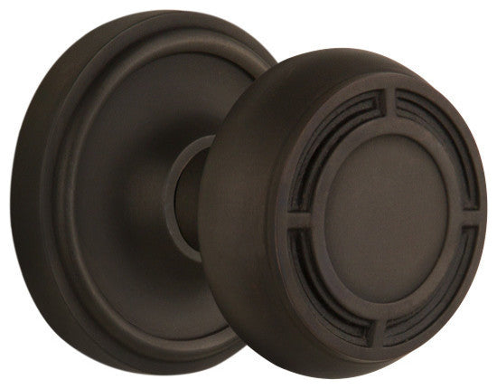 Classic Rosette Passage Mission Knob, Oil Rubbed Bronze