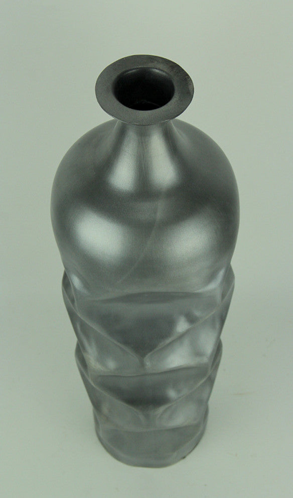 Silver Finish Aluminum Hammered Indoor/Outdoor Vase