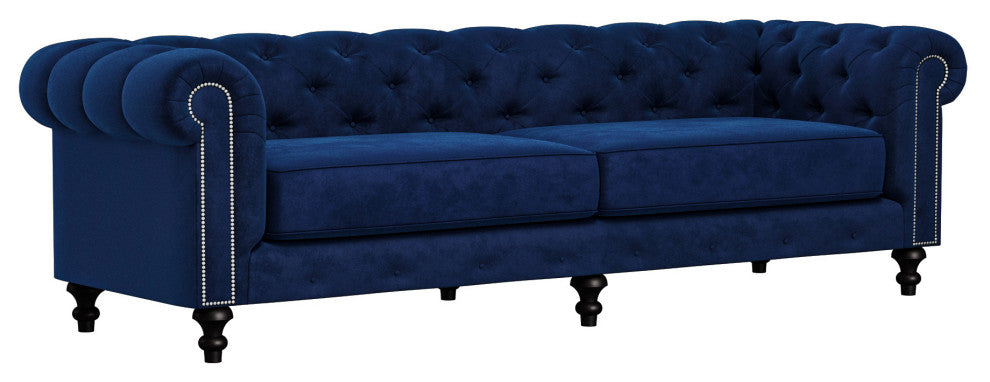 Nativa Interiors London 103" Sofa, Blue, Classic Depth