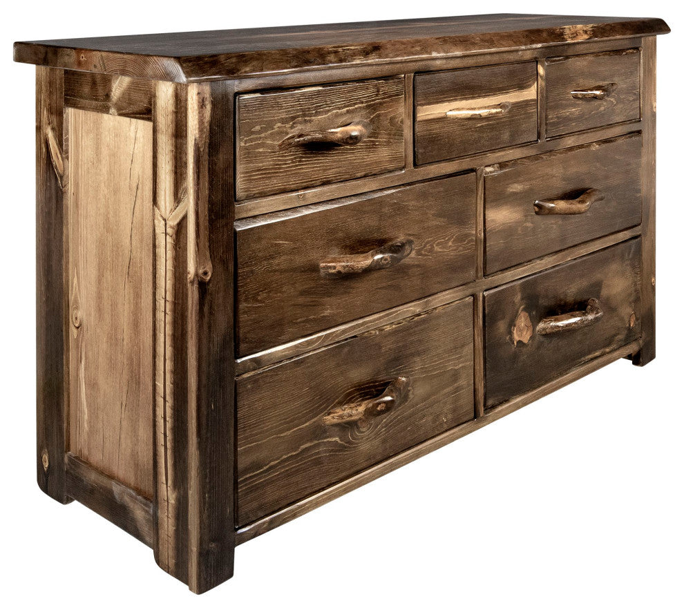 Big Sky Collection Live Edge 7 Drawer Dresser, Provincial Stain