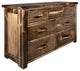 Big Sky Collection Live Edge 7 Drawer Dresser, Provincial Stain