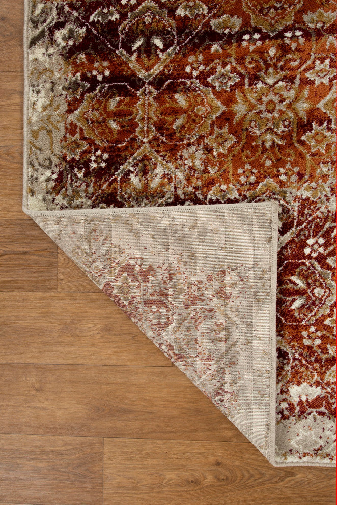 Heritage Anna Distressed Moroccan Area Rug, Ivory/Rust, 2'2 X 7'11 Runner