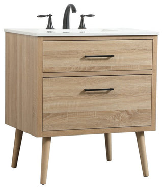 Home Living 22" Midcentury Modern Mango Wood-Light Bathroom Vanity