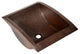 20" Rectangular Apron Curved Bottom Hammered Copper Bathroom Sink, 17 Gauge