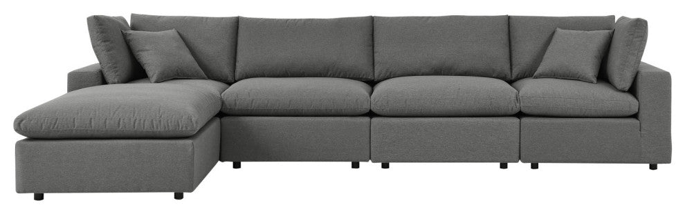 Modular Lounge Sectional Deep Sofa Set, Charcoal Gray, Modern, Outdoor