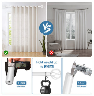 1" Zeffoli Drapery Curtain Rod, Glossy White, 84"-120"