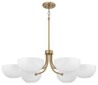 Capital Lighting 451461 Reece 6 Light 34"W Chandelier - Aged Brass / White
