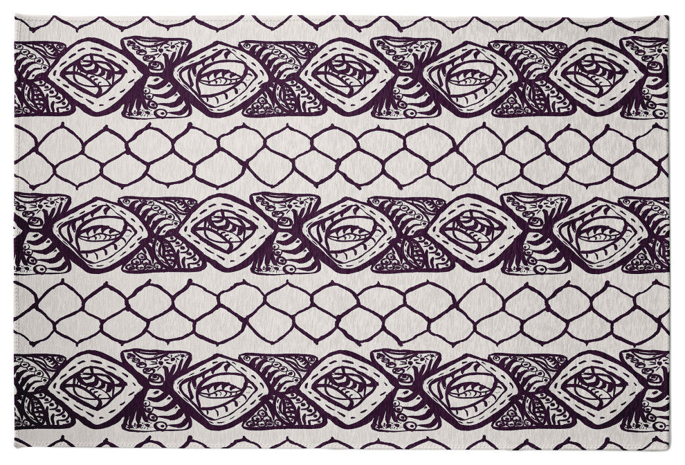 Honeycomb Stripes Rug, Purple, 3'x5'