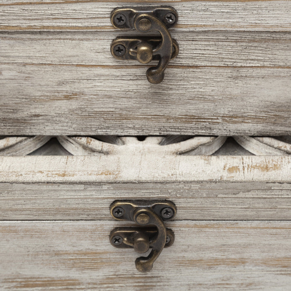 Set of Two Distressed White Wooden Boxes